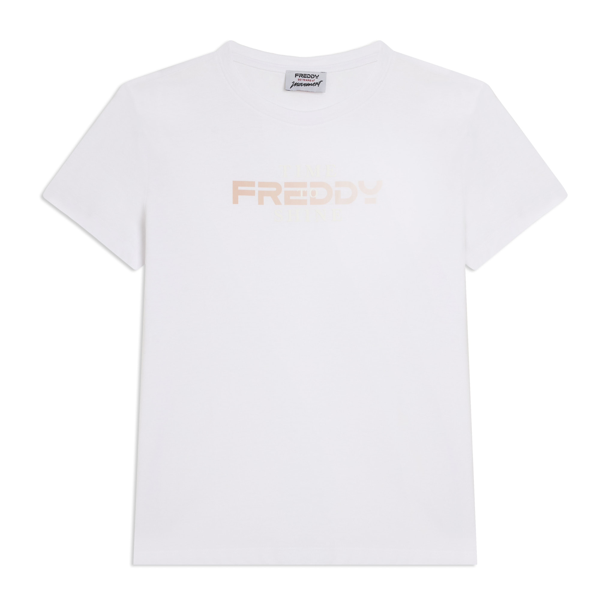 T-shirt Comfort Fit con Logo FREDDY e Slogan "Time Shine"