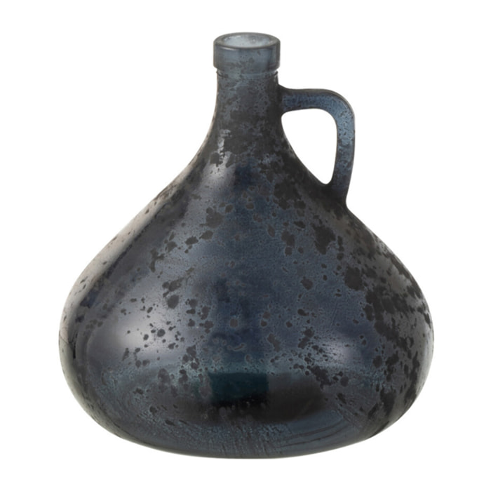 J-Line vase Bouteille + Anse - verre - gris/bleu - 18 cm de hauteur