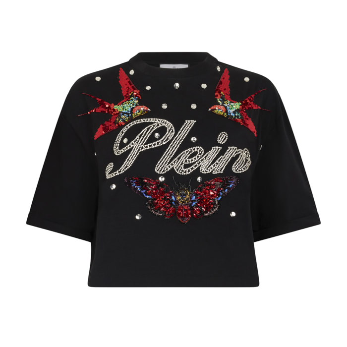 PHILIPP PLEIN Cropped T-Shirt Tattoo Strass