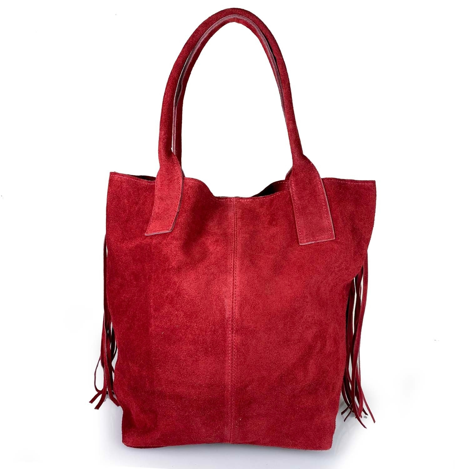 Borse Donna colore Rosso-in pelle Made in Italy 36x45x19cm