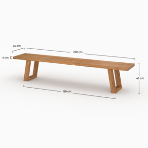 Banc de jardin en bois de teck recyclé 220 cm - Luma