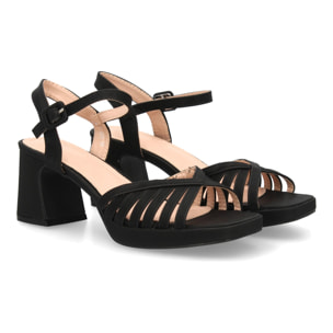 Sandalia tacón ancho plataforma elegante para mujer