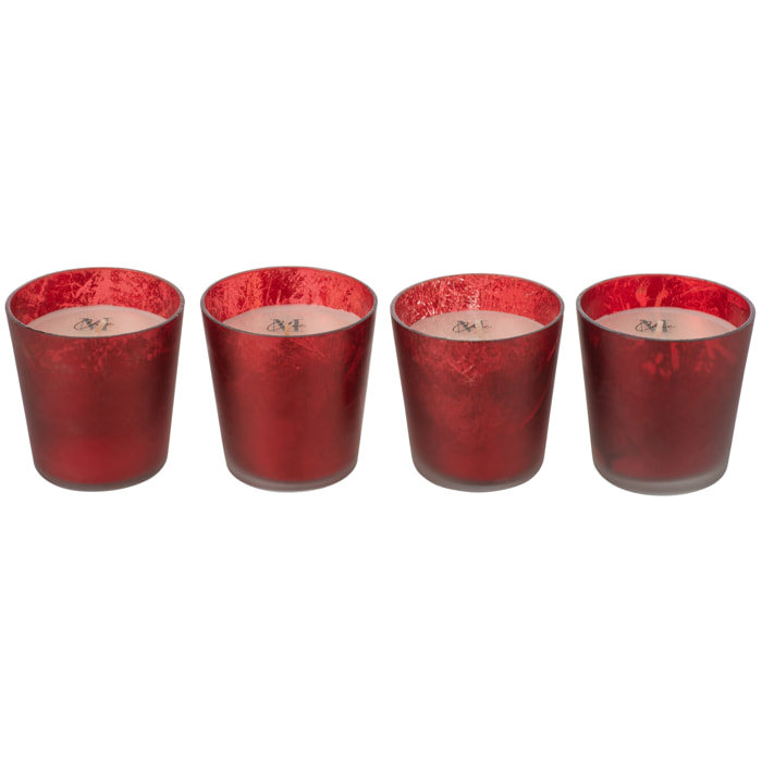 J-Line bougie parfumée Deluxe - verre - rouge - boîte de 4