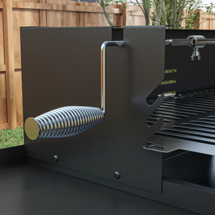 Barbacoa de Carbón Barbacoa Portátil 118x32x90 cm con Pincho Giratorio Ajustable en Altura de 3 Niveles Parrilla Plegables y Paravientos para Pícnic Camping Negro