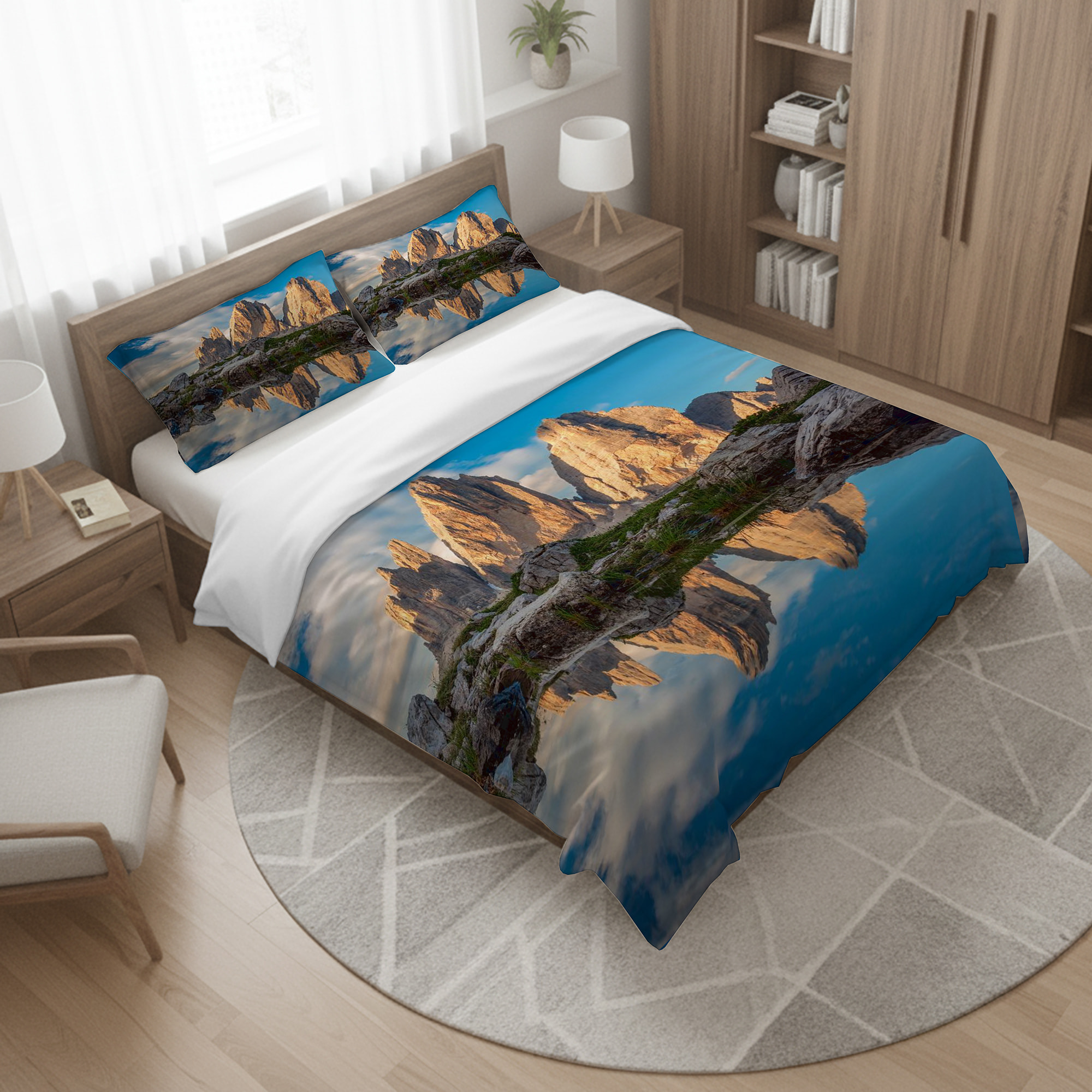 Parure copripiumino matrimoniale stampa in digitale tre cime