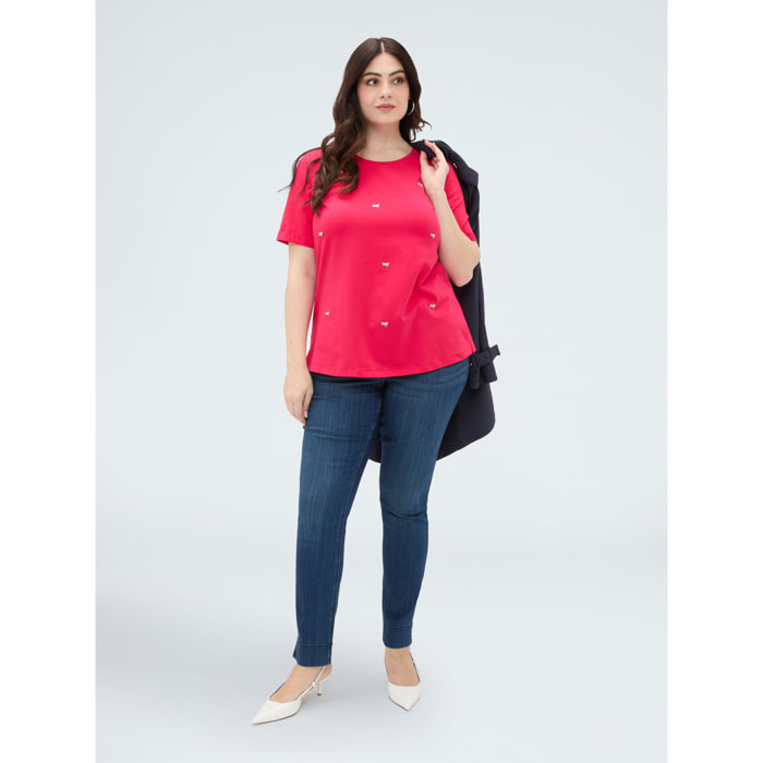 Fiorella Rubino - Camiseta de algodón con charm de libélula - Fuchsia