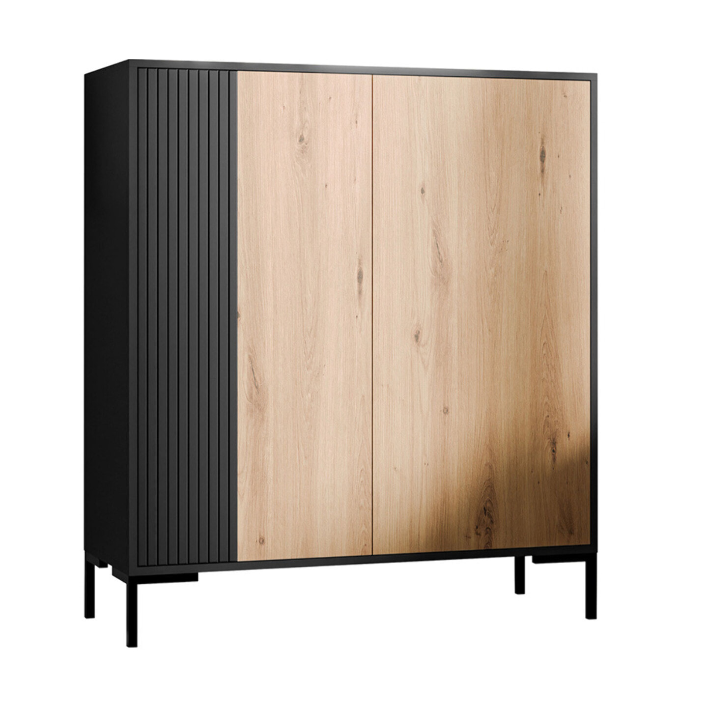 Cambridge - buffet haut - effet bois et noir - 2 portes - 129 cm - Bois / Noir