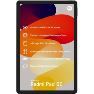 Tablette Android XIAOMI Redmi Pad SE Noir 128Go
