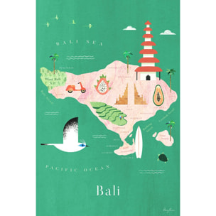 Tableau cartographie carte de bali  Toile imprimée