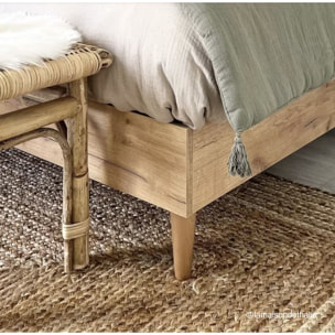 Ensemble lit effet chêne + Matelas à mémoire de forme 22cm - PACO & MEMO HR