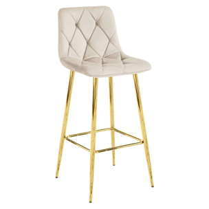Sgabello da bar NADO in velluto beige e gambe dorate