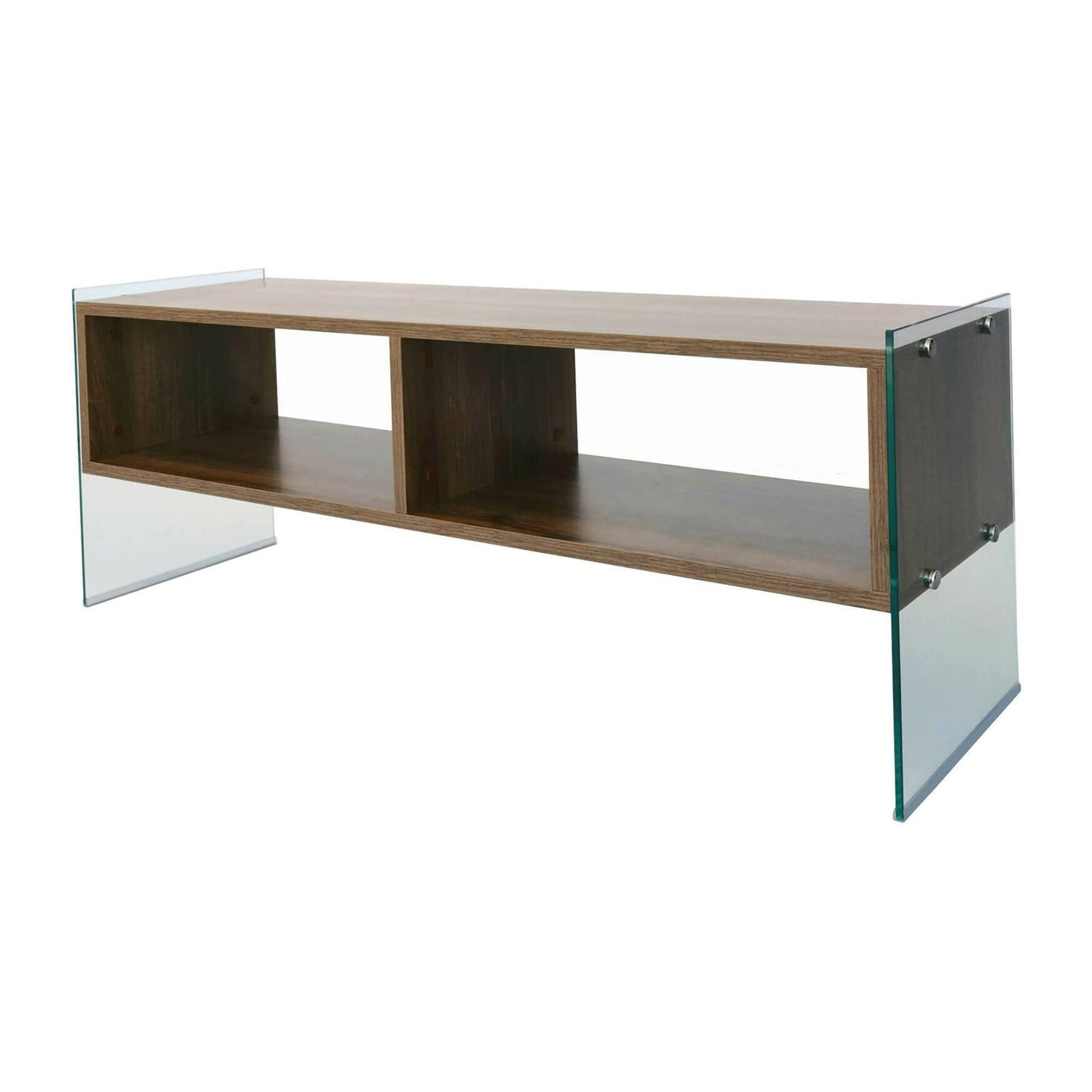 Mobile porta TV Dbennace, Credenza da soggiorno, Armadio basso per TV, Base parete attrezzata, 120x35h45 cm, Noce