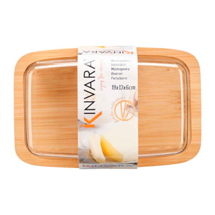 Mantequillera con cubierta con base de bambu.