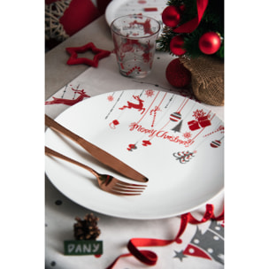 Runner Excelsa – Merry Christmas, Cotone e poliestere bianco