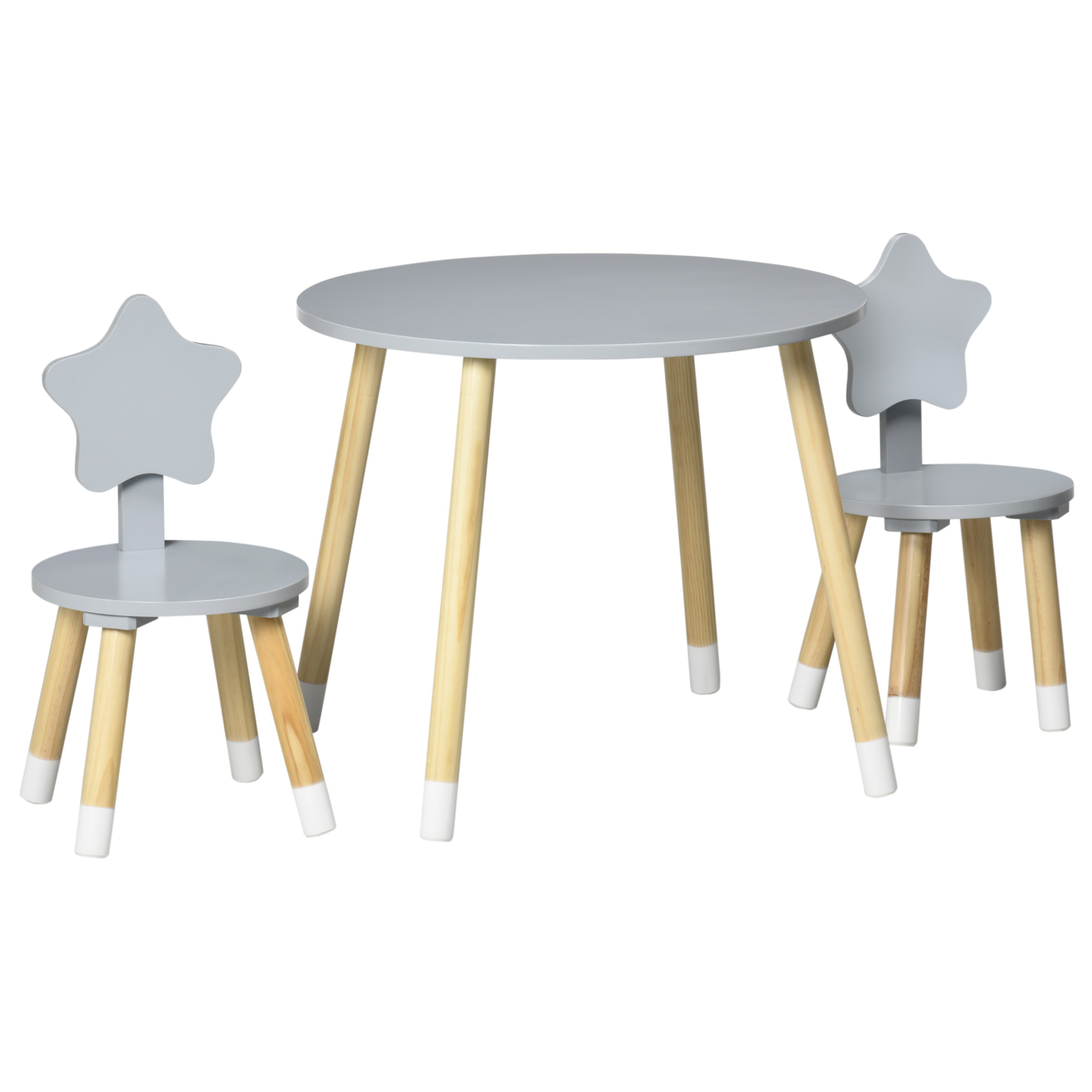 Juego de Mesa y 2 Sillas de Madera para Niños para Sala de Juego Dormitorio Gris