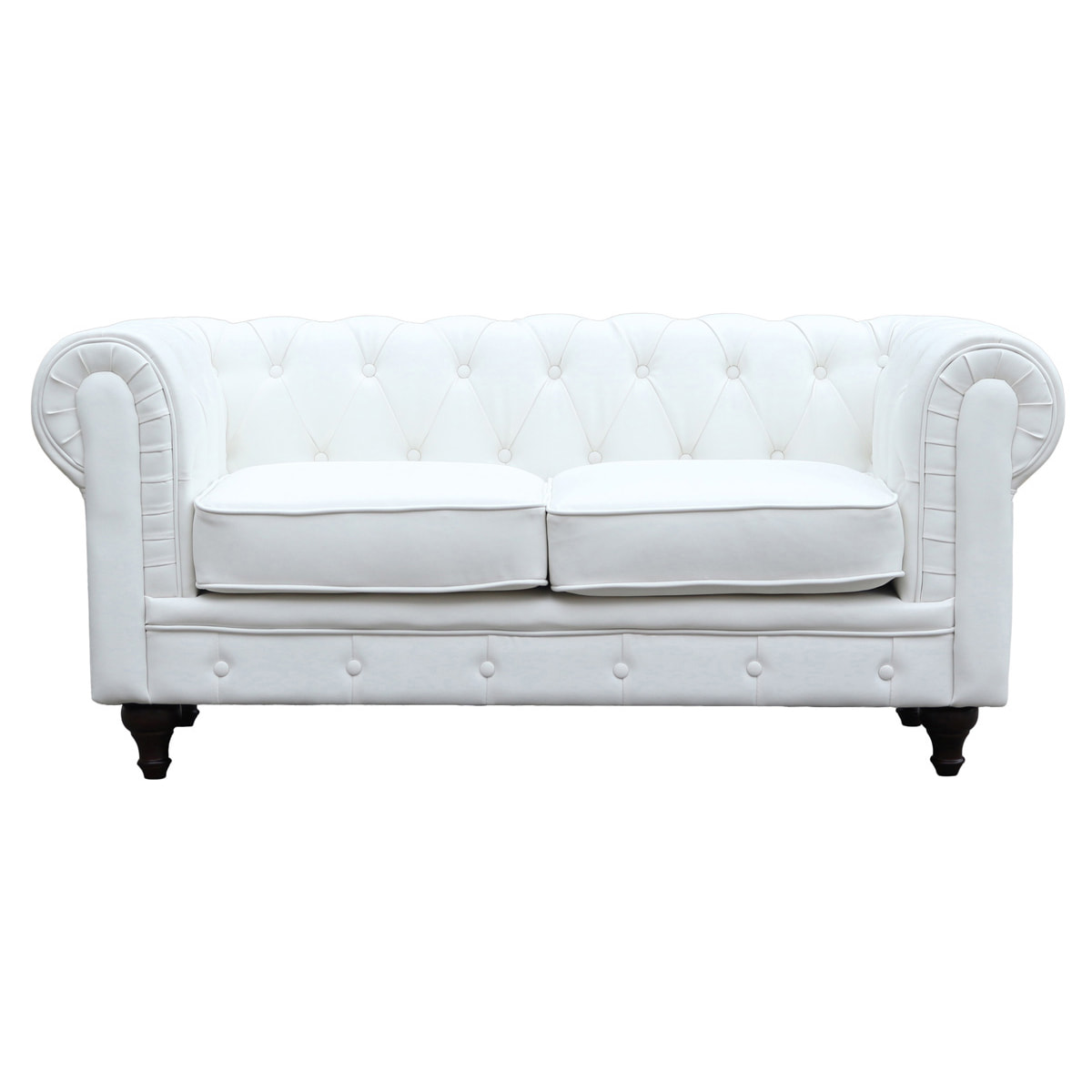 Canapé fixe Chesterfield "Aliza" - 157 x 82 x 70 cm - 2 places - Blanc