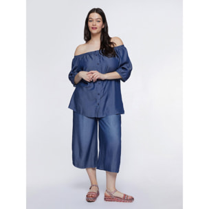 Fiorella Rubino - Pantalones cropped de lyocell - Azul