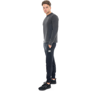 T-shirt da uomo in cotone elasticizzato a manica lunga con logo grande 'Basic'