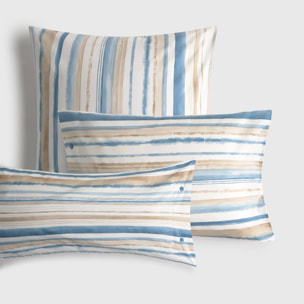Funda de almohada algodón percal rayas Medarena color azul 100% Algodón percal