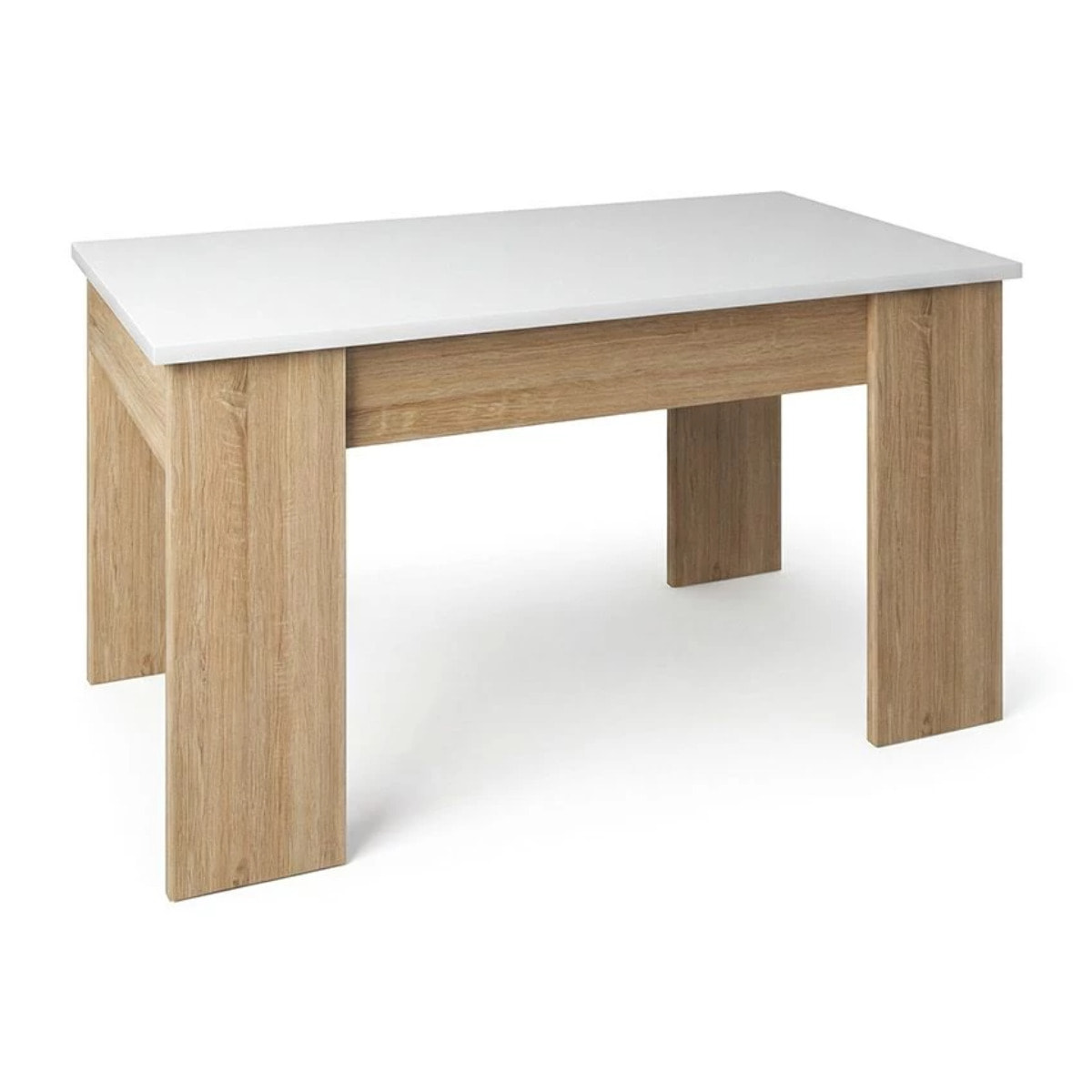 Mesa de centro elevable en roble canadian y blanco artik Norak Roble Canadian - Blanco Artik (Blanco Mate)