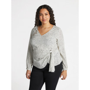 Fiorella Rubino - Blusa stampata con pieghe sul fianco - Bianco