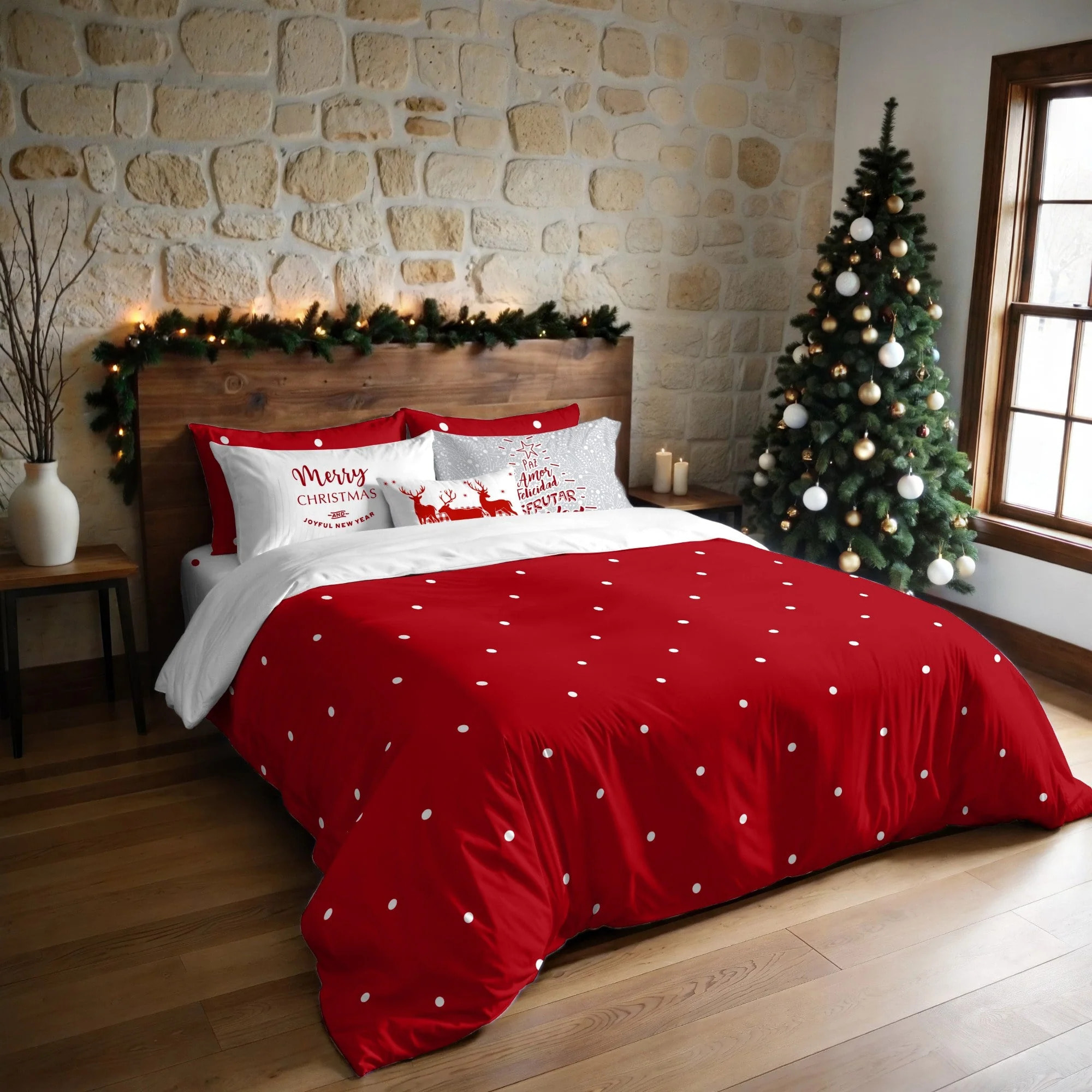 Housse de couette avec pressions 100% coton Laponia 47 rojo