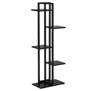 Étagère à fleurs piedestal 5 niveaux - cadre en acier - 40 x 22 x 113 cm - noir