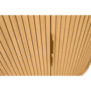 Buffet haut vintage avec portes coulissantes bois clair chêne L70 cm EPIC