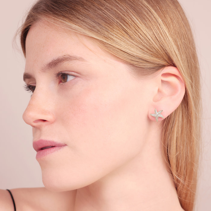Orecchini a Lobo Stella di Mare con Pavé di Cubic Zirconia