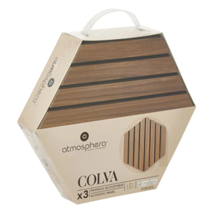 Lot de 3 panneaux décoratifs Colva effet noyer fond noir 30x26cm