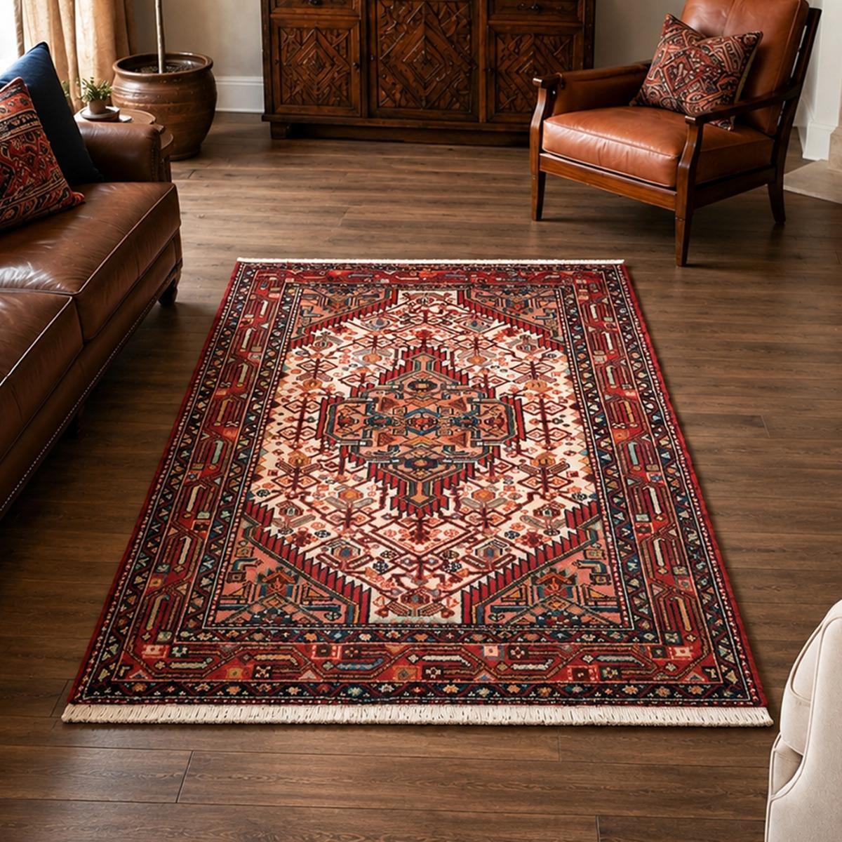 Tapis d'orient au motif oriental, noué main, DUGA