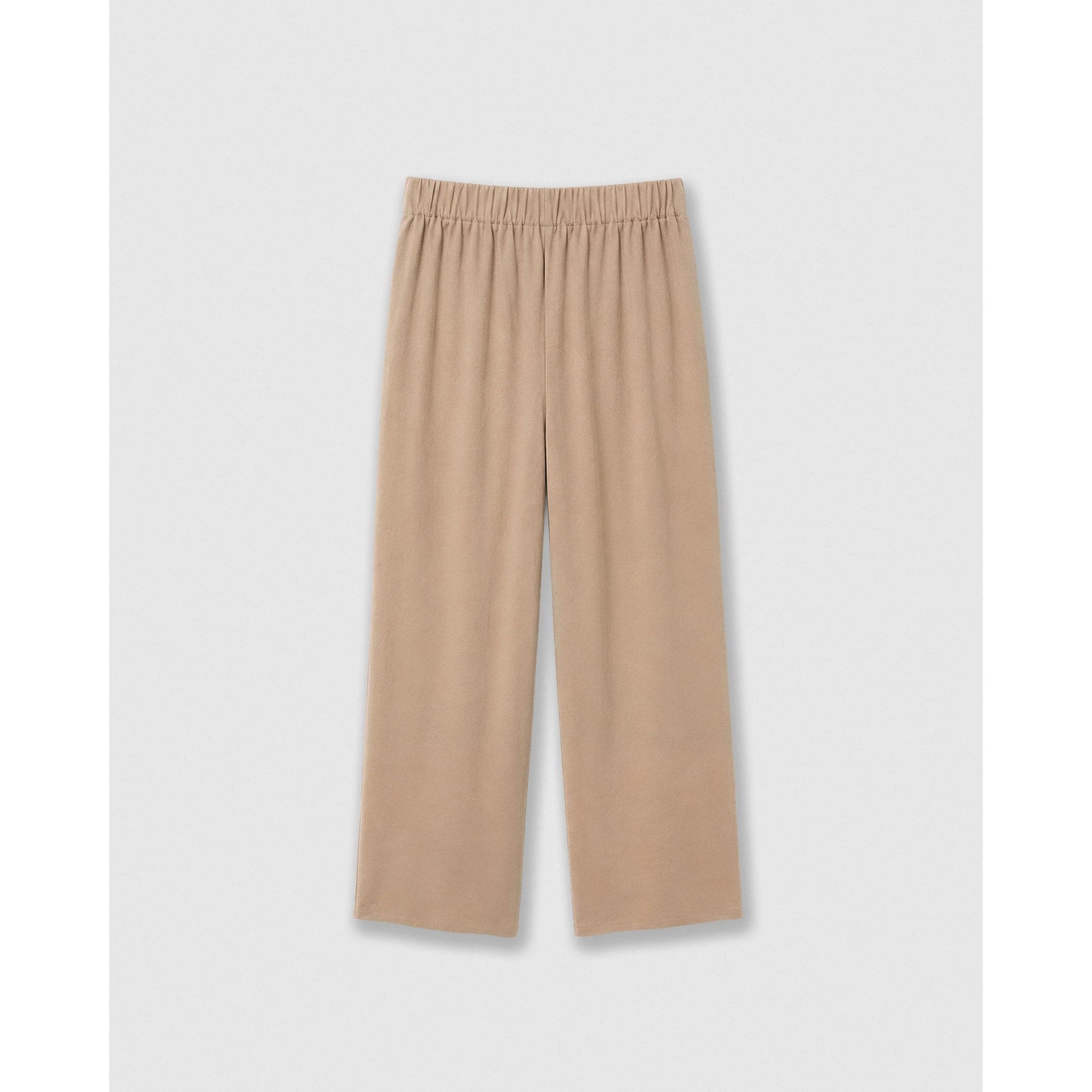 Pantalón largo ancho liso beige
