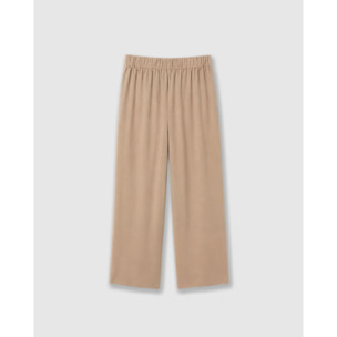 Pantalón largo ancho liso beige