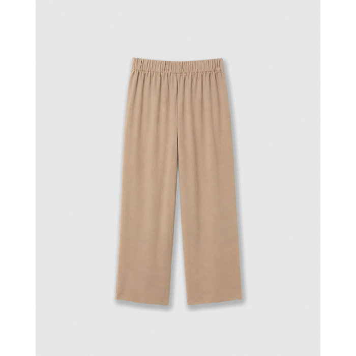 Pantalón largo ancho liso beige