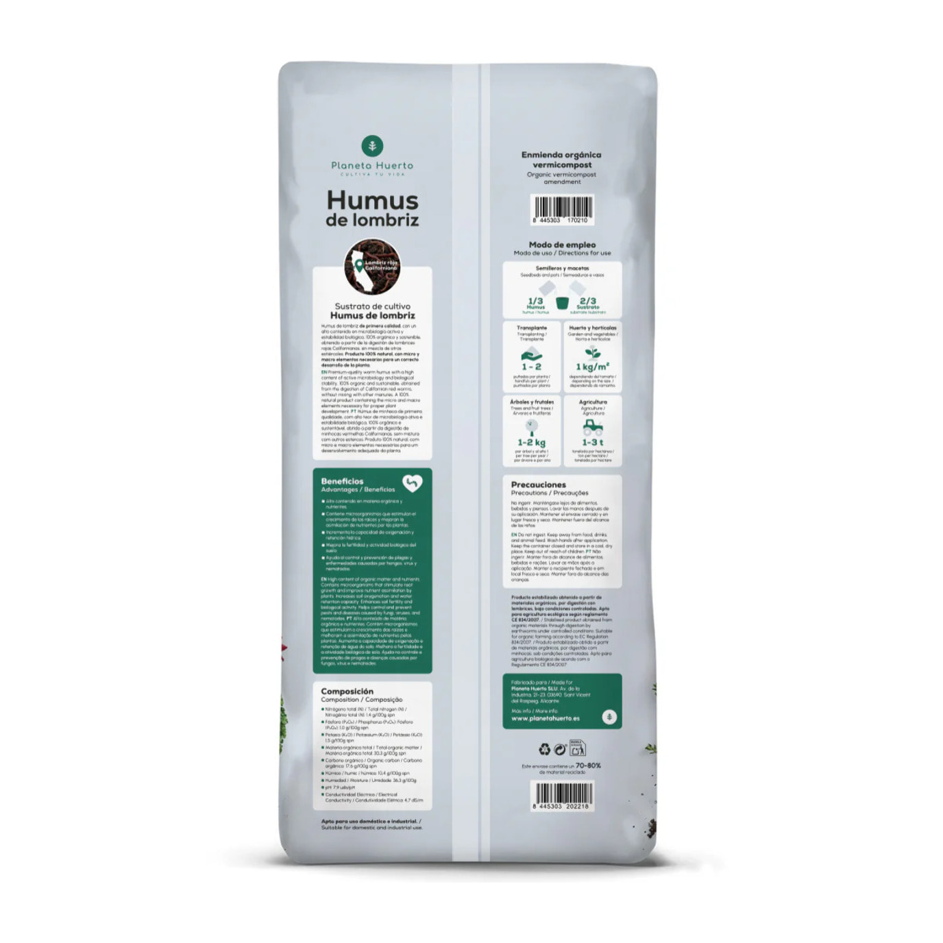 Pack 2x Humus de Lombriz 100% Natural Planeta Huerto 42 L