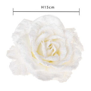 Rosa con clip nevicata - Pezzi 24 - BIANCO - Bianchi Dino SpA
