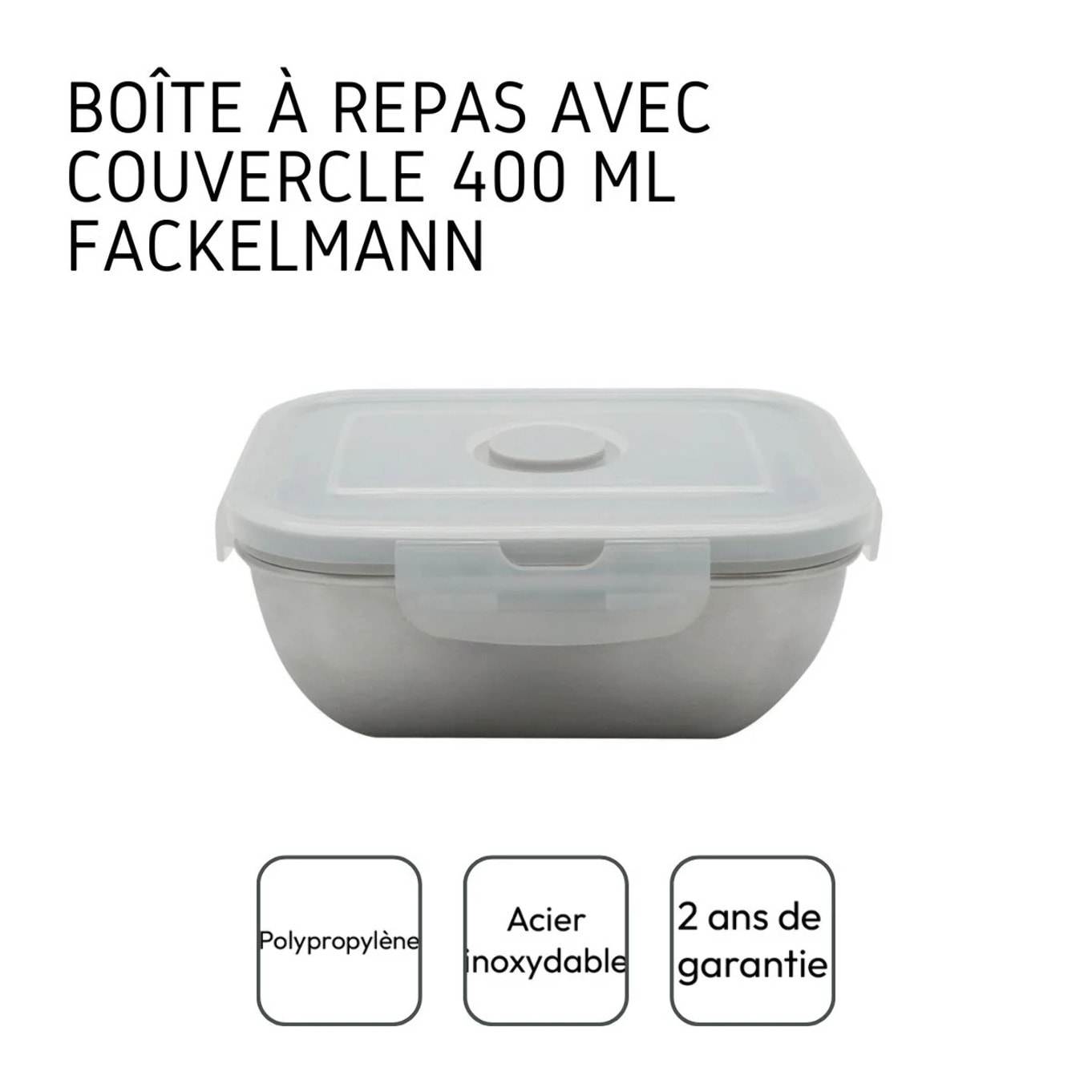 Lunch box inox 400 ml allant au microonde avec couvercle Fackelmann