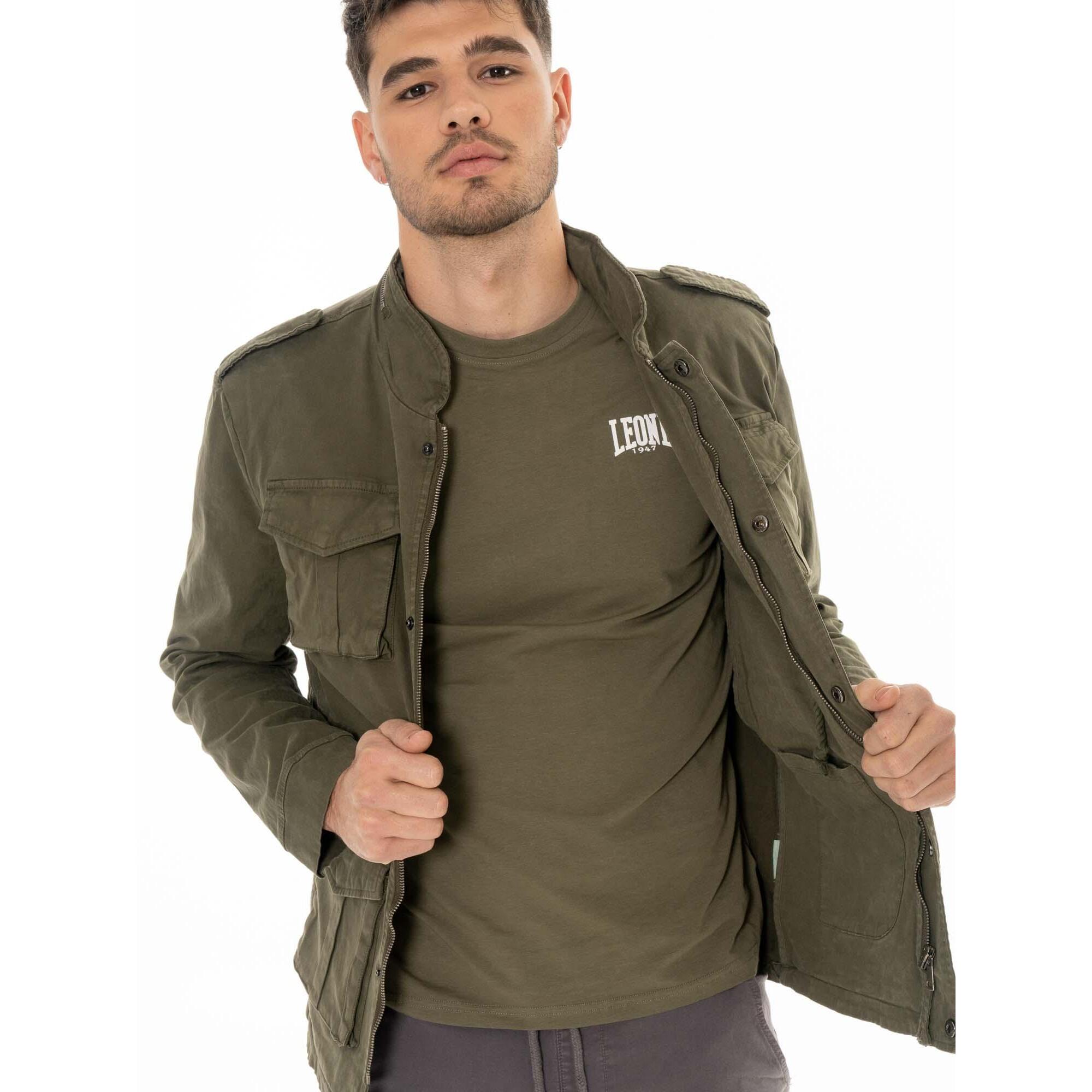 Chaqueta de hombre Leone Old Wash de corte militar