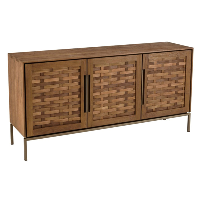 SIXTINE - Buffet en bois de teck recyclé 3 portes