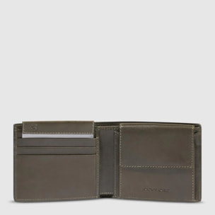 Piquadro Portafogli con portamonete, porta carte di credito, volantino staccabile e protezione RFID