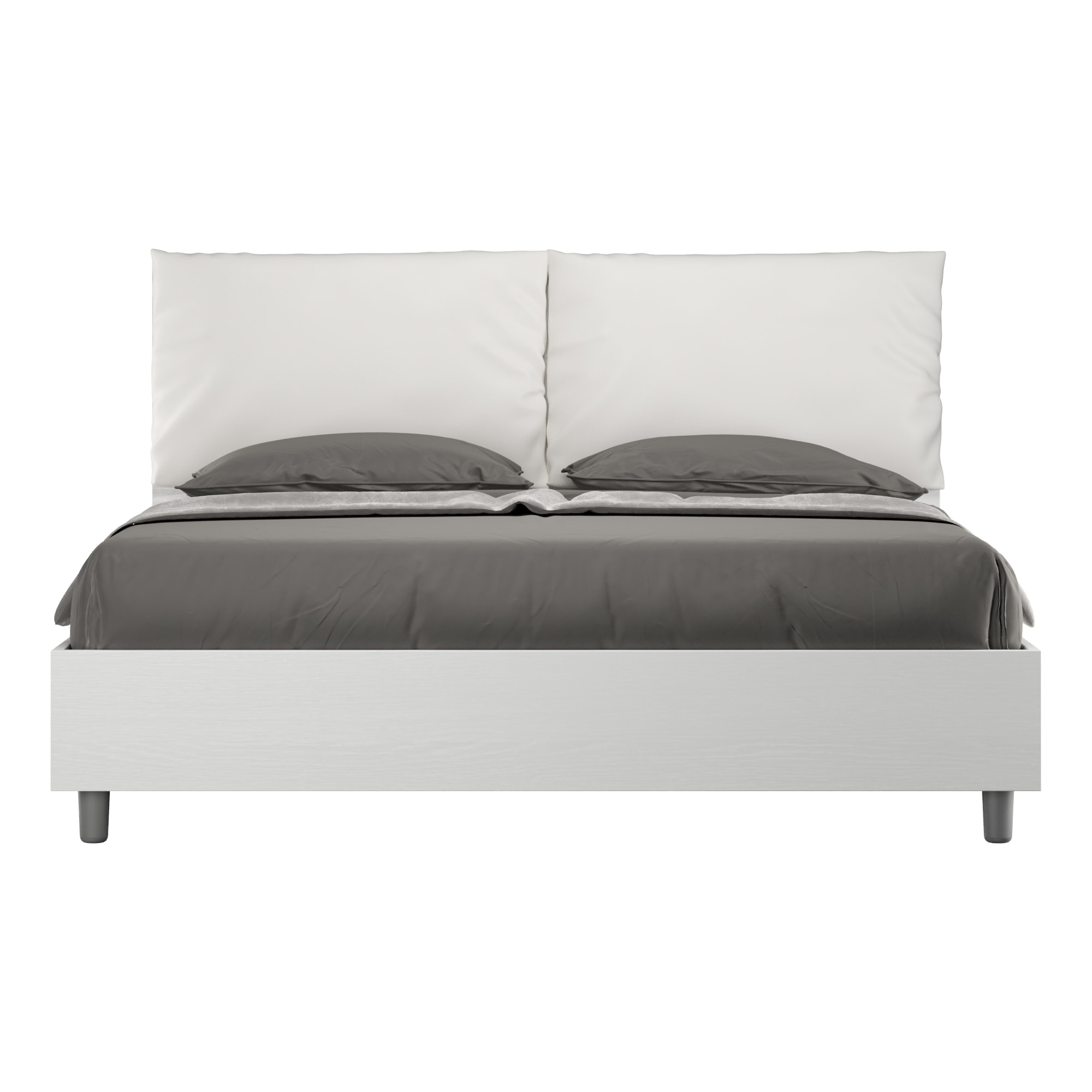 Letto senza rete 160x200 cuscinatura similpelle bianco Egos Antea