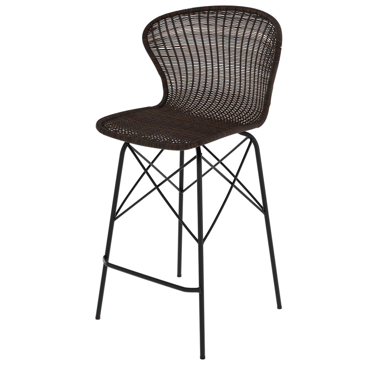 Lot de 2 chaises pour îlot central 63 cm en résine tressée marron - Palma