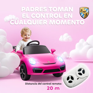 Coche Eléctrico para Niños con Licencia RUF CTR 3 Clubsport, Coche de Batería 12V, con Mando a Distancia 2,4 G, Motor Doble, Música Inalámbrica, Bocina, Ruedas Auxiliares y Faros LED, Rosa