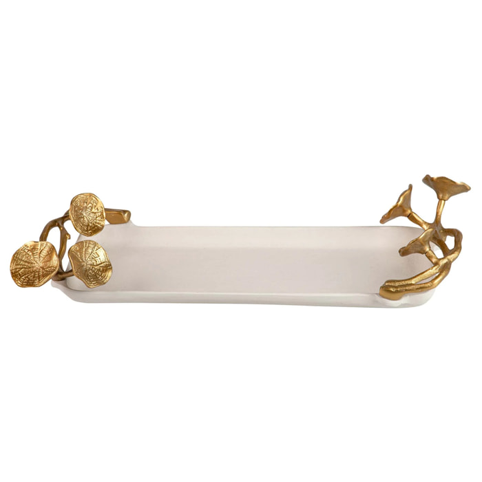 Bandeja Aluminio Blanco Dorado 41x18x8 Cm