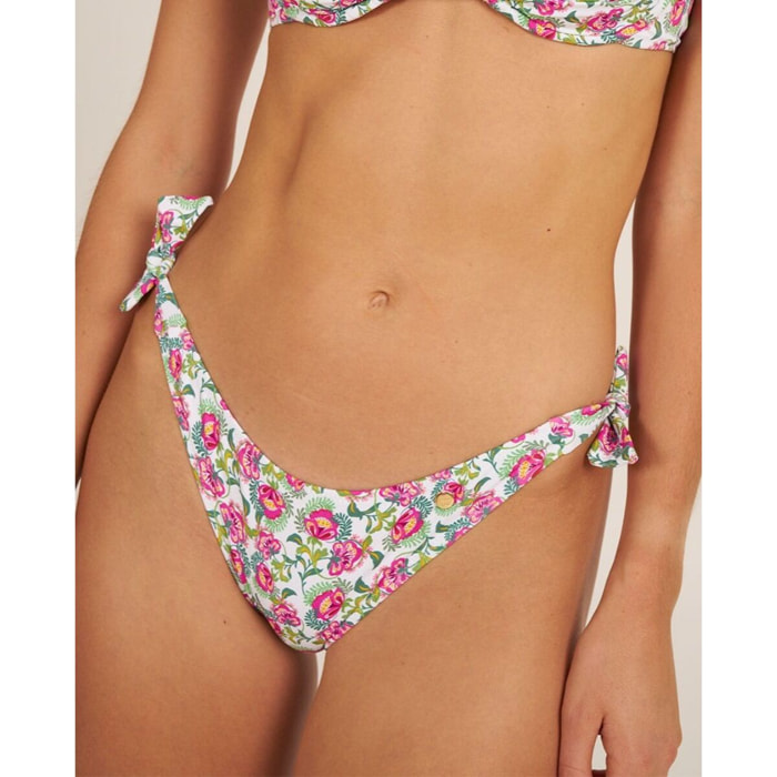 Braga de bikini clásica con lazos y estampado de flores