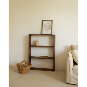 Estantería de madera maciza tono nogal con 2 estantes Alto: 110 Largo: 80 Ancho: 20