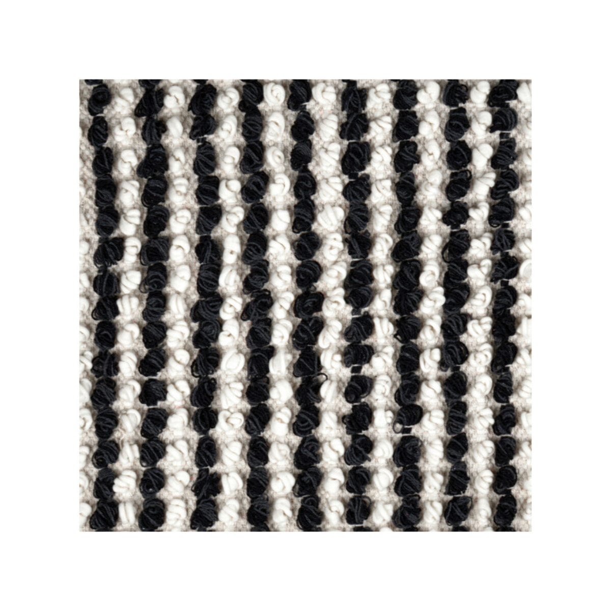 Tapis 60 x 80 cm tissu texturé petits pompons avec franges bicolores - MARINE