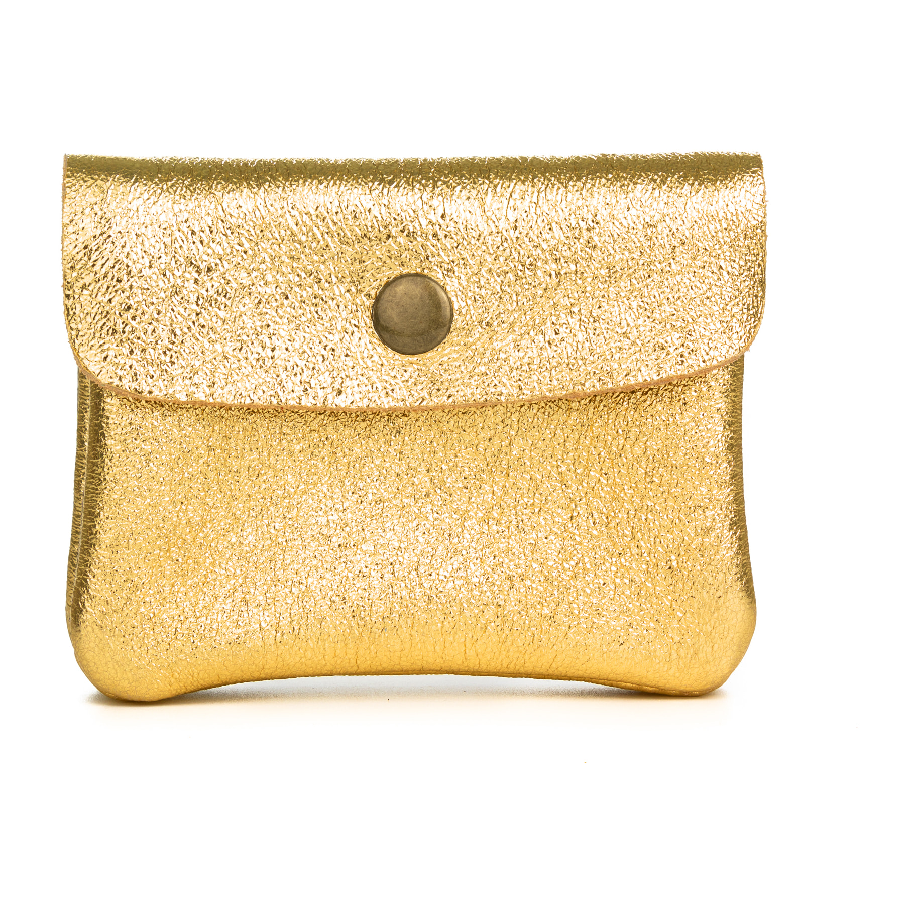 FIRENZE ARTEGIANI Alpignano monedero mujer. Piel auténtica Gamuza lacada brillante. Fabricado en Italia 11x2x8 Cm. Color: Oro
