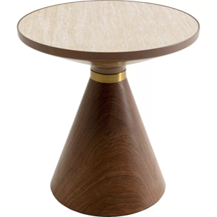 Table d'appoint Cono Travertino 50cm noyer Kare Design