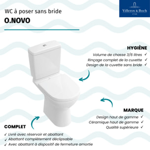 WC à poser sortie verticale VILLEROY & BOCH O.novo avec abattant frein de chute